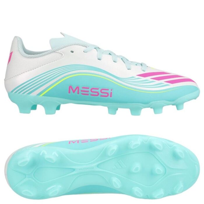 adidas F50 Messi League MG Aurora Radiante - Footwear White/Lucid Pink/Flash Aqua Footwear White Kids
