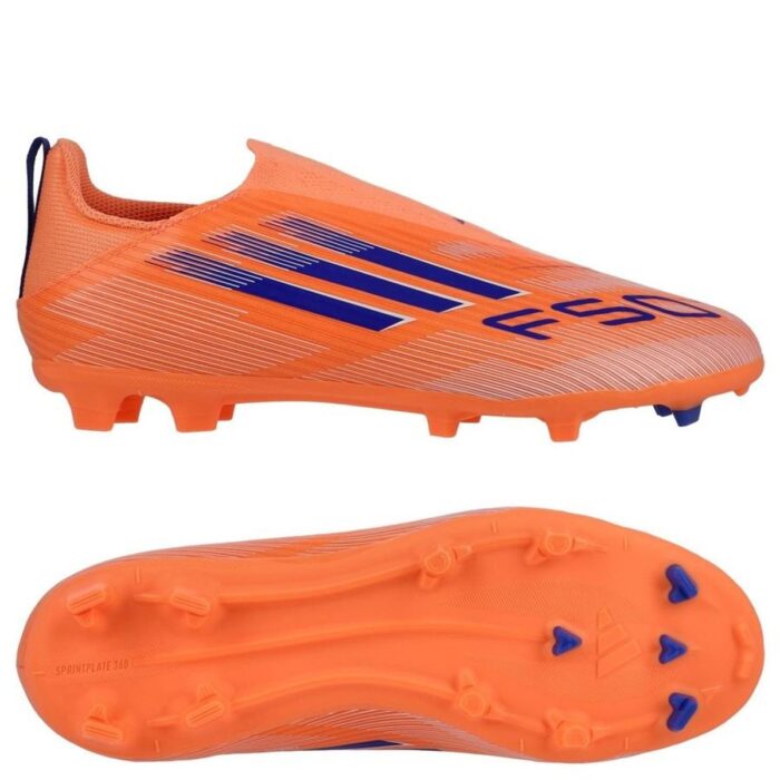 adidas F50 League Laceless FG/AG Coral Blaze - Beam Orange/Lucid Blue/Footwear White Kids