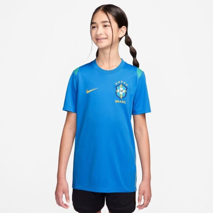 Brazil Training T-Shirt Dri-FIT Academy Pro World Cup 2026 - Photo Blue/Light Menta/Midwest Gold Kids
