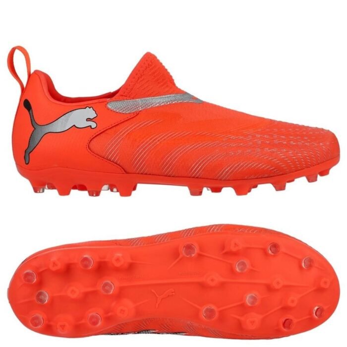 PUMA Future 9 Match Laceless MG Unleashed - Glowing Red/PUMA White/PUMA Black/Puma Silver Kids