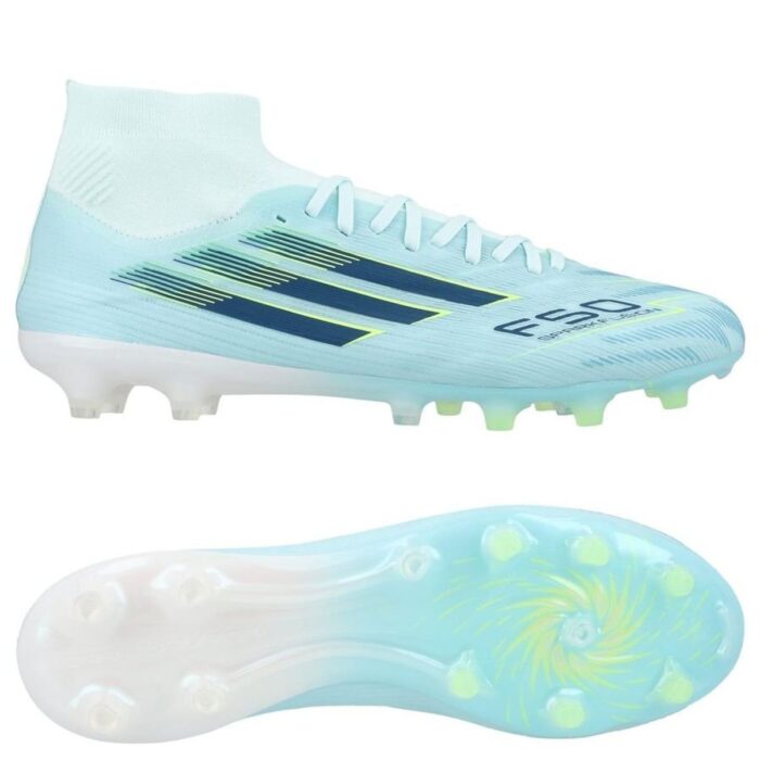 adidas F50 Sparkfusion Pro Mid Cut FG/AG Ice Cold Precision - Almond Blue/Dune Pearl/Hi-Res Yellow Women