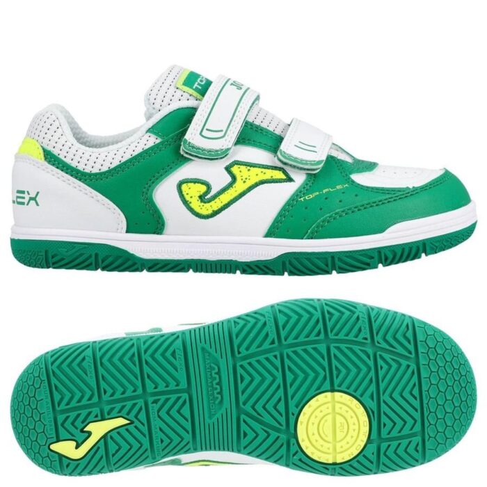 Joma Top Flex Velcro IN - White/Green Kids