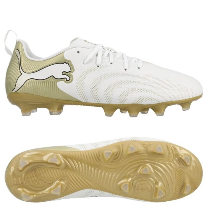 PUMA Future 9 Play FG/AG White Gold - PUMA White/Metallic Gold/PUMA Black Kids