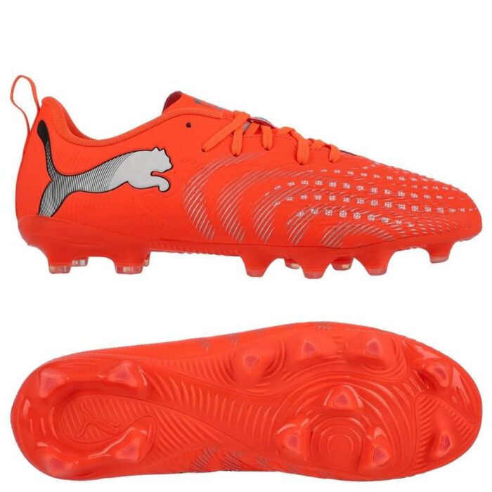 PUMA Future 9 Play FG/AG Unleashed - Glowing Red/PUMA White/PUMA Black/Puma Silver Kids