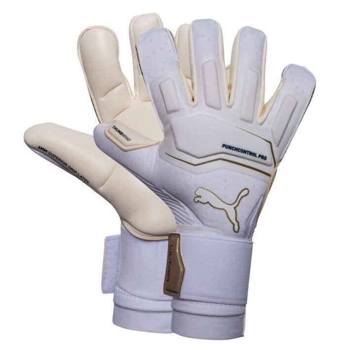 PUMA Goalkeeper Gloves Ultra Ultimate Hybrid White Gold - PUMA White/PUMA Gold