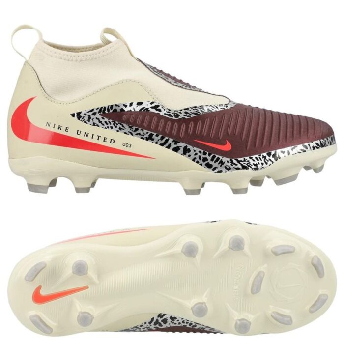 Nike Phantom 6 Academy High Cut MG United - Burgundy Crush/Universal Red/Fossil Kids