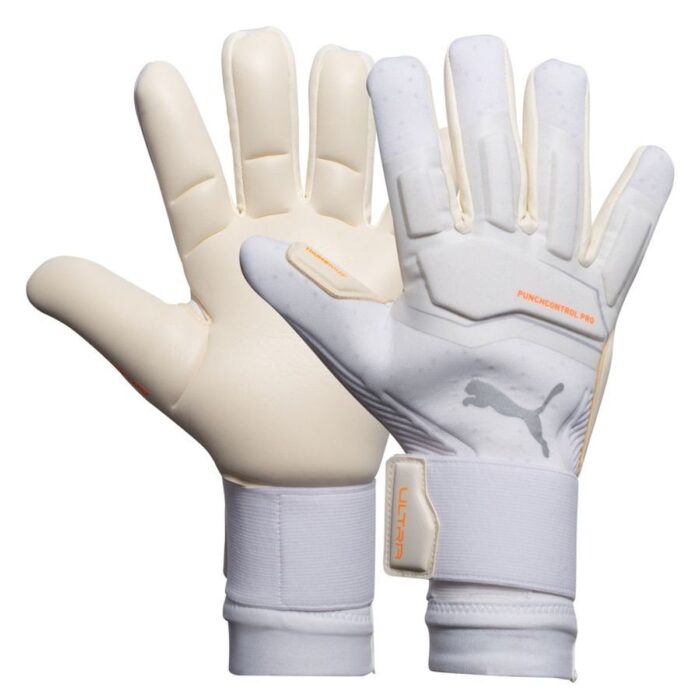 PUMA Goalkeeper Gloves Ultra Ultimate Hybrid White Pack - PUMA White/Puma Silver/Heat Fire
