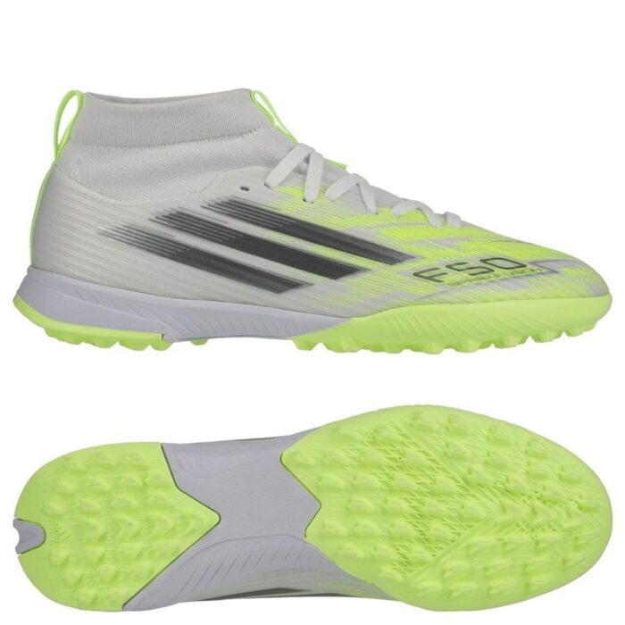 adidas F50 League Mid TF Sparkfusion Born For Goals - Footwear White/Iron Metal/Hi-Res Yellow Girl