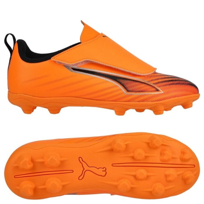 PUMA Ultra 6 Play Velcro FG/AG Hot Pursuit - Heat Fire/PUMA Black/Ultra Blue Kids