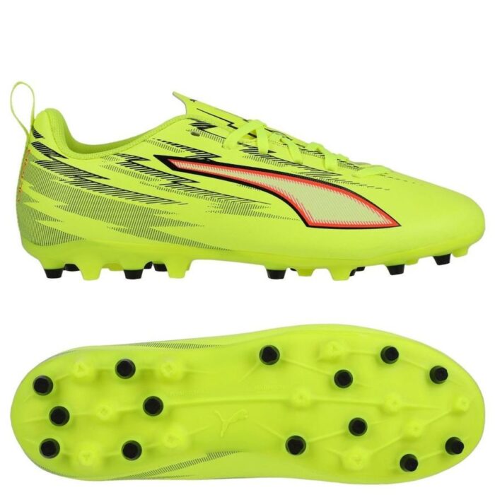 PUMA Ultra 6 Play MG Unleashed - Yellow Alert/PUMA Black/Glowing Red/Lime Squeeze Kids