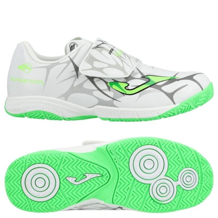 Joma Super Copa IN - White/Fluo Green Kids
