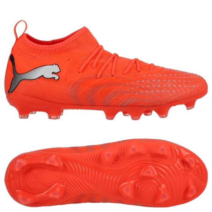 PUMA Future 9 Match FG/AG Unleashed - Glowing Red/PUMA White/PUMA Black/Puma Silver Kids