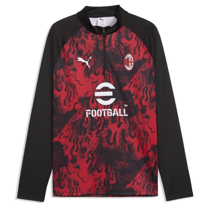 Milan Training Shirt Pre Match 1/4 Zip - For All Time Red/PUMA Black