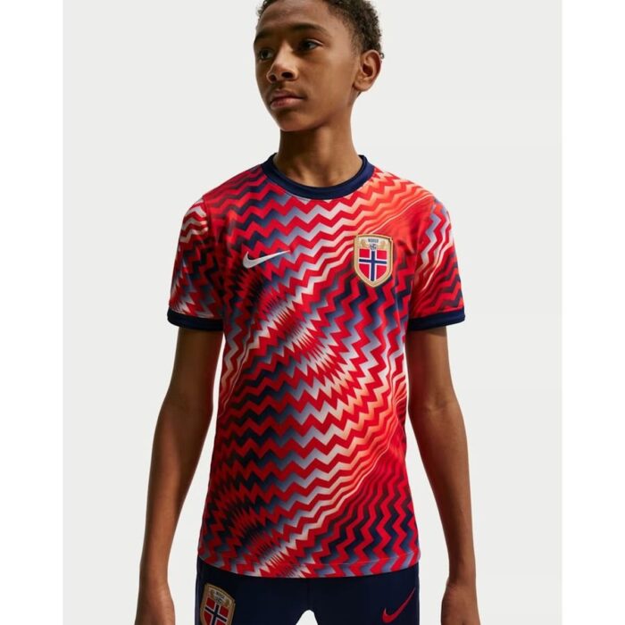 Norway Training T-Shirt Dri-FIT Pre Match World Cup 2026 - Chile Red/Blue Void/White Kids
