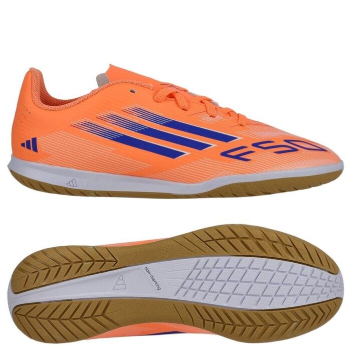 adidas F50 Club IN Coral Blaze - Beam Orange/Lucid Blue/Footwear White Kids