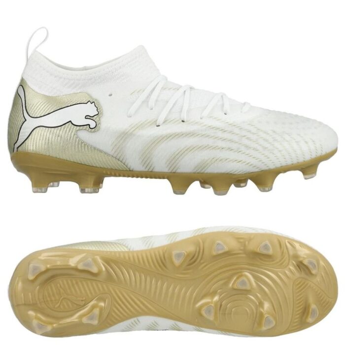 PUMA Future 9 Match FG/AG White Gold - PUMA White/Metallic Gold/PUMA Black Kids
