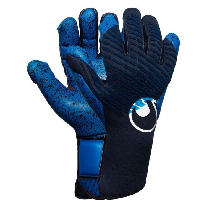 Uhlsport Goalkeeper Gloves Fangmaschine Aquagrip HN - Navy/Pacific Blue/White