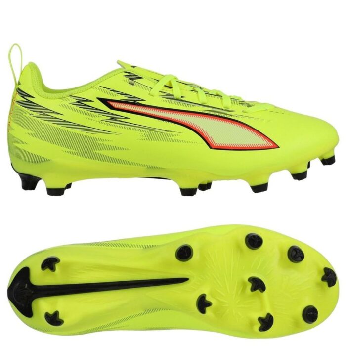 PUMA Ultra 6 Play FG/AG Unleashed - Yellow Alert/PUMA Black/Glowing Red/Lime Squeeze Kids