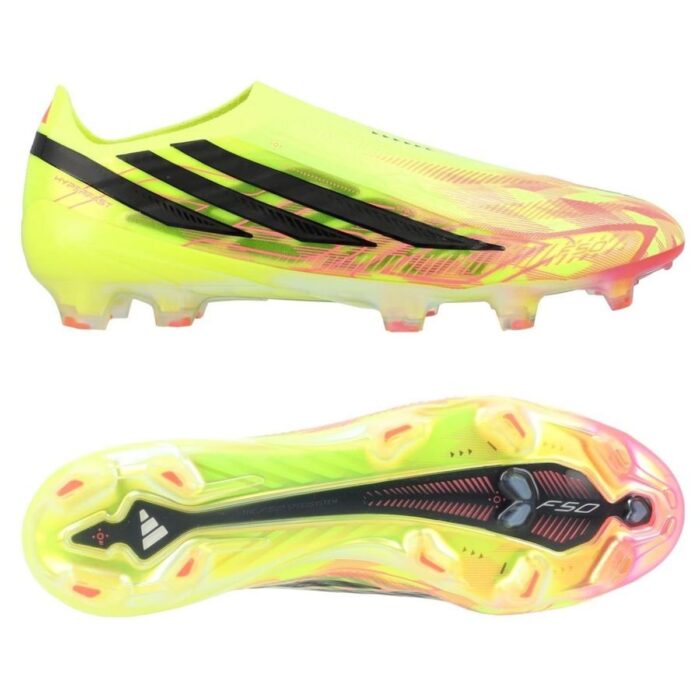 adidas F50 Hyperfast Elite Laceless FG Too Light - Solar Yellow/Core Black/Solar Turquoise LIMITED EDITION