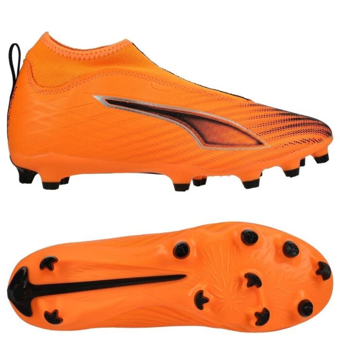 PUMA Ultra 6 Match + Laceless FG/AG Hot Pursuit - Heat Fire/PUMA Black/Glowing Red Kids