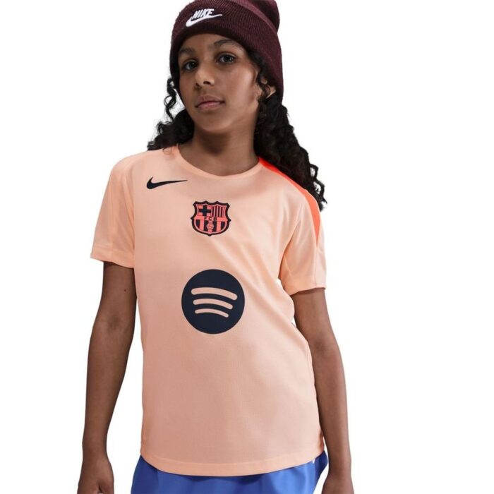 Barcelona Training T-Shirt Dri-FIT Strike 3rd - Crimson Tint/Bright Mango/Midnight Navy Kids