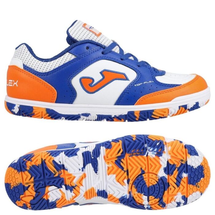 Joma Top Flex IN - White/Blue/Orange Kids