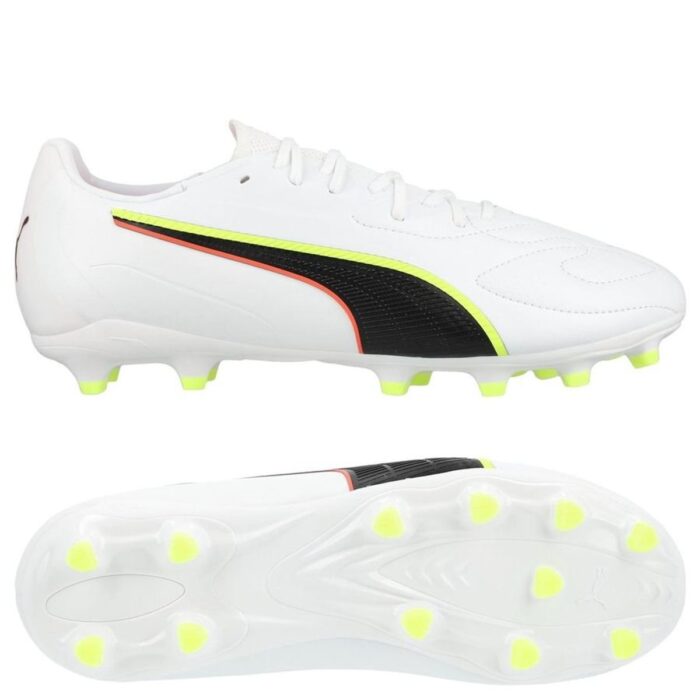 PUMA King 20 Match FG/AG Unleashed - PUMA White/Glowing Red/Yellow Alert Kids