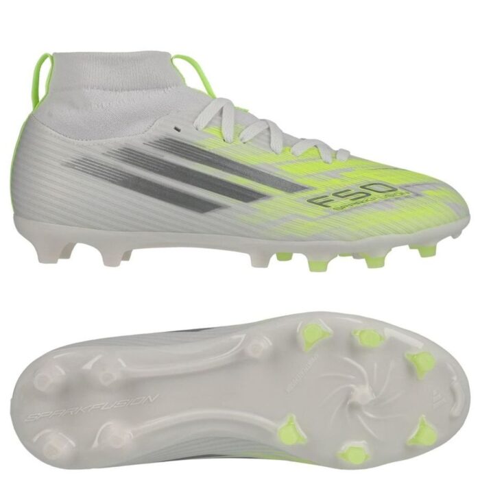 adidas F50 Sparkfusion League Mid Cut FG/AG Born For Goals - Footwear White/Iron Metal/Hi-Res Yellow Girl