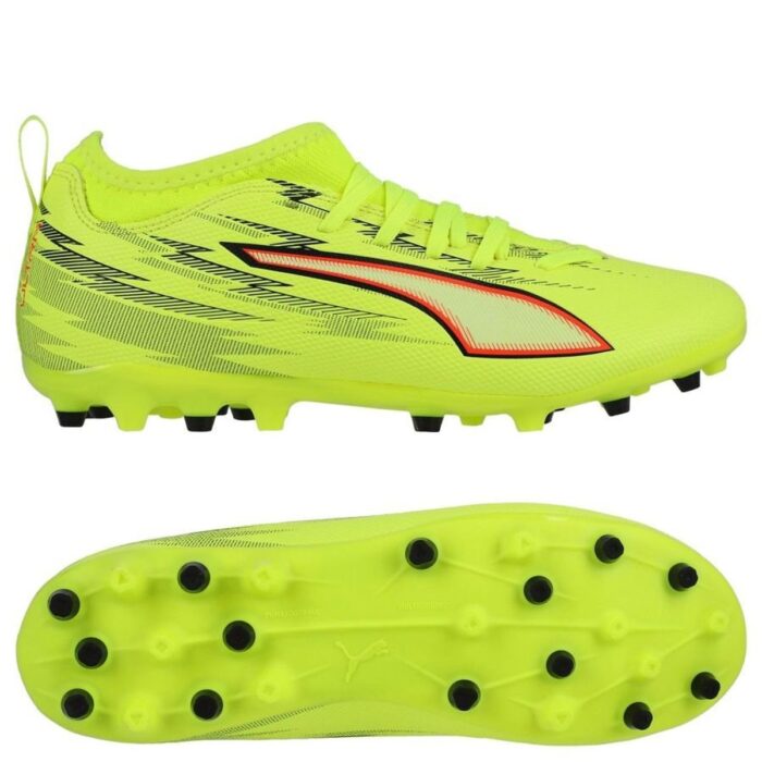 PUMA Ultra 6 Match MG Unleashed - Yellow Alert/PUMA Black/Glowing Red/Lime Squeeze Kids