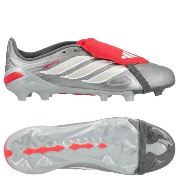 adidas Predator League Fold-over Tongue FG Finishers Steel - Iron Metal/Footwear White/Lucid Red Kids
