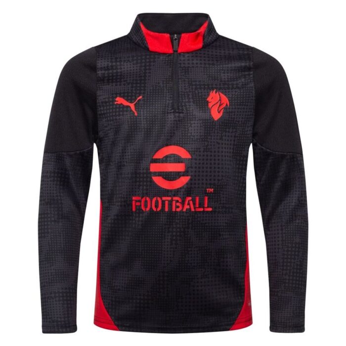 Milan Training Shirt 1/4 Zip - PUMA Black/For All Time Red Kids