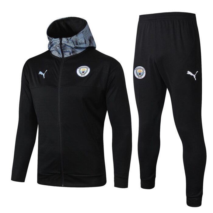 Manchester City 2019/20 Hoodie Suit Black on Blue HOOD