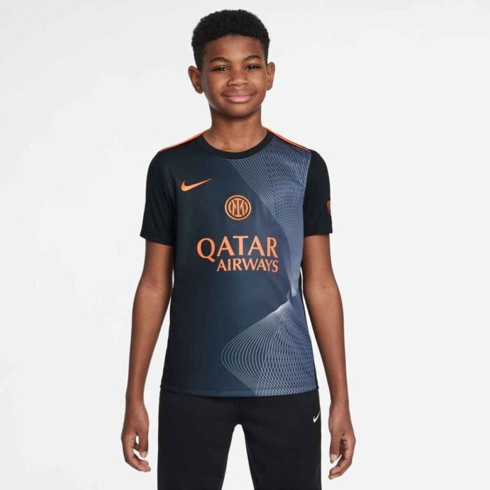 Inter Training T-Shirt Dri-FIT Academy Pro Pre Match 3rd - Black/Thunder Blue/Safety Orange Kids
