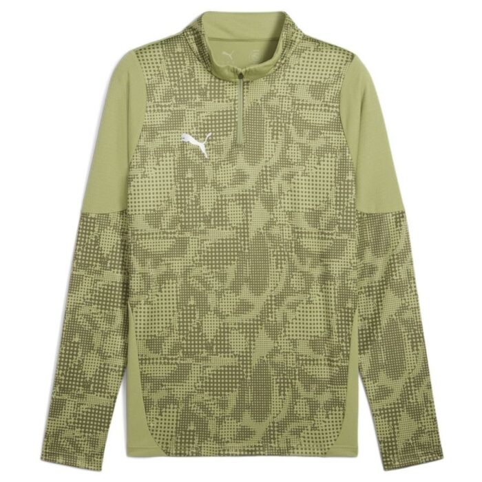 PUMA Training Shirt teamCUP 1/4 Zip - Camo Green/Puma Silver/Olive Cargo