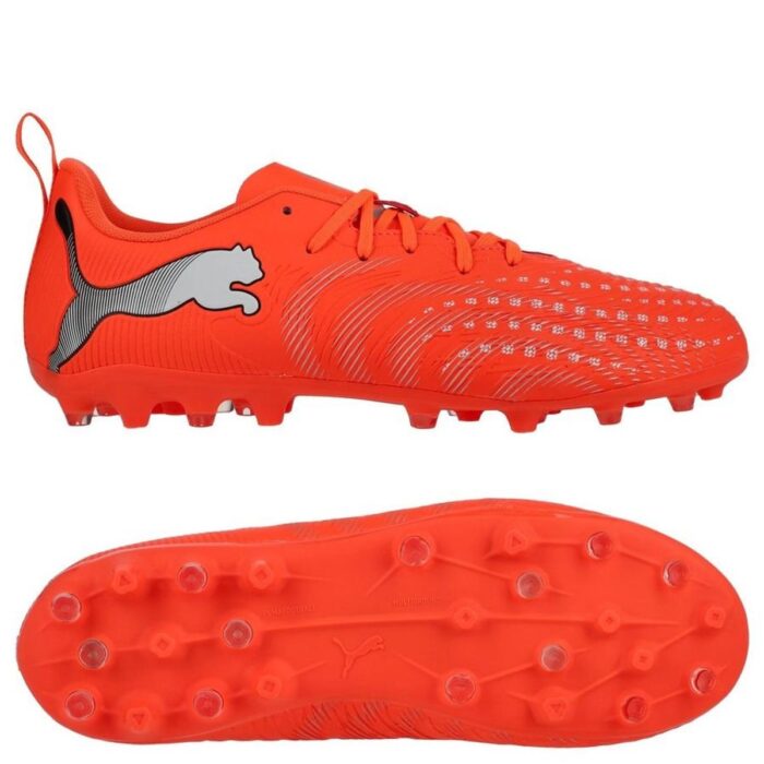 PUMA Future 9 Play MG Unleashed - Glowing Red/PUMA White/PUMA Black/Puma Silver Kids